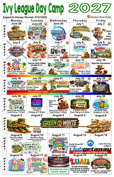 Full Day Calendar 2027